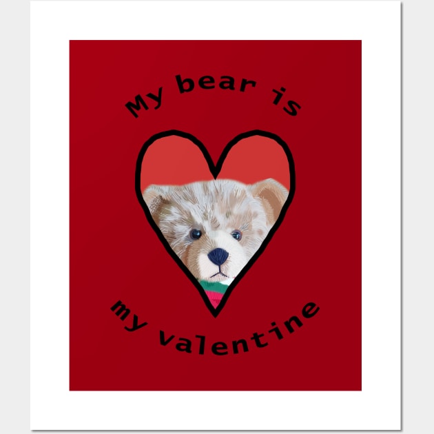 My Bear is My Valentine Wall Art by ellenhenryart